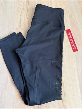 Good American Black Logo High-Waist Leggings
